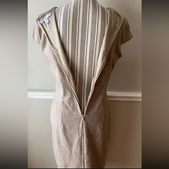 Max Mara Sheath Dress MAXMARA Stretch Wool Fitted Pleated Peek a Boo Hem 46 12 L - Picture 8 of 12